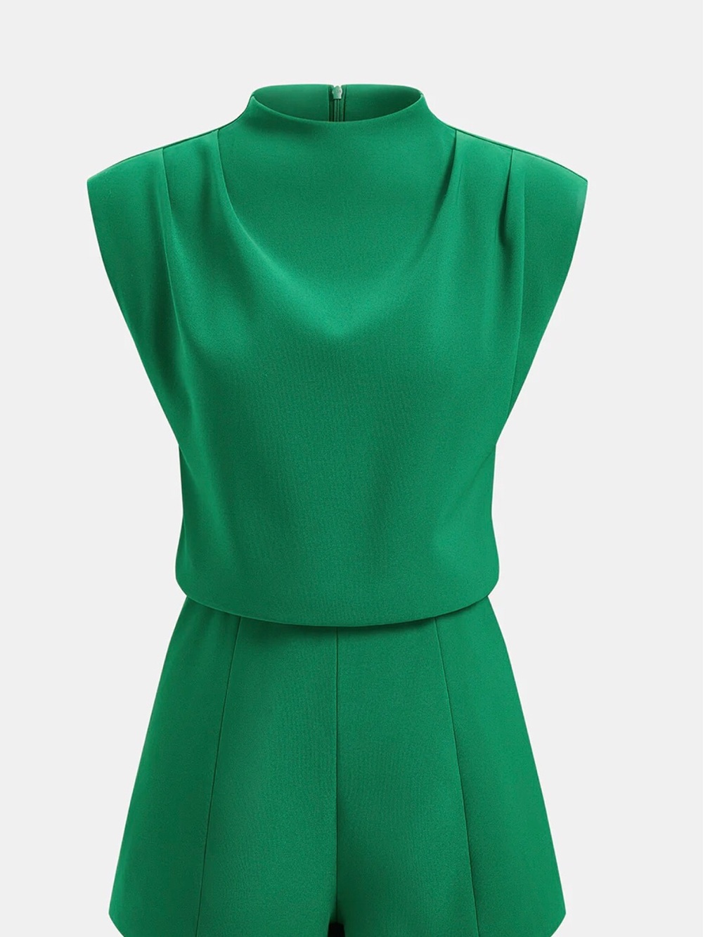 Commense Emerald Green Draped Mock Neck Sleeveless Romper - NEW WITH TAGS